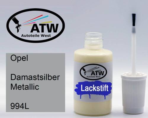 Opel, Damastsilber Metallic, 994L: 20ml Lackstift, von ATW Autoteile West.